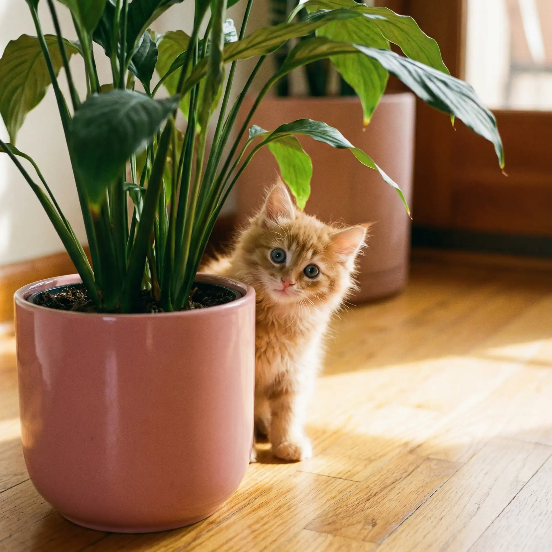 小猫从花盆后探头 - 轻哄撒娇鬼